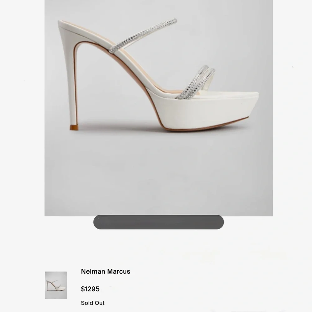 Gianvito Rossi White Cannes Crystal Platform Stiletto Sandals US7